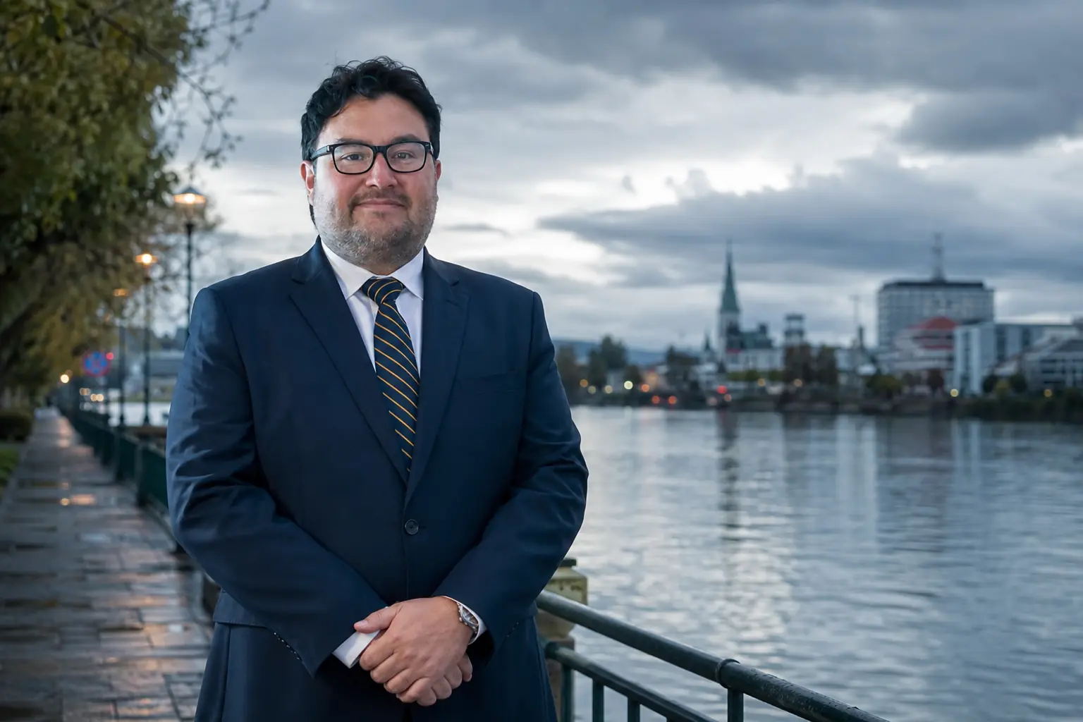 Adolfo Quisto, abogado en Valdivia, en la costanera de la ciudad